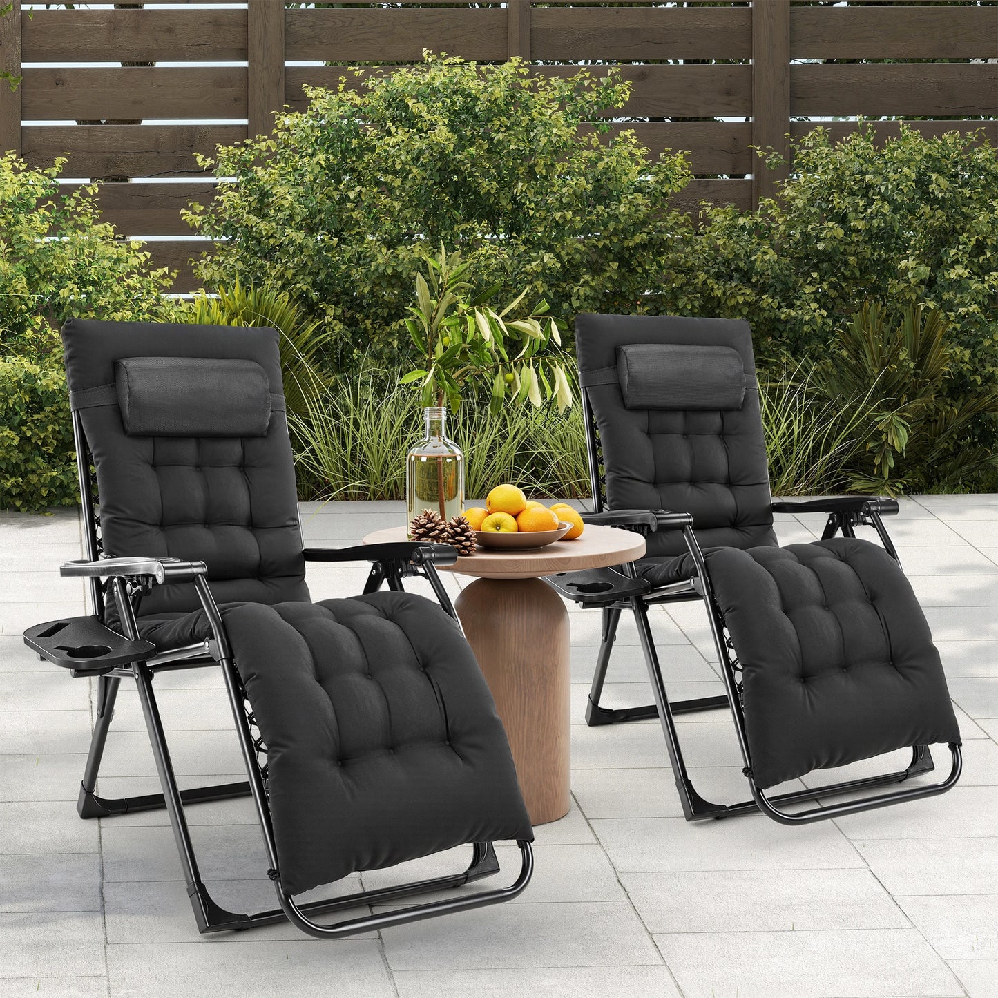 JHK Zero Gravity Recliner Folding Camping Lounge Chair Cup Holder