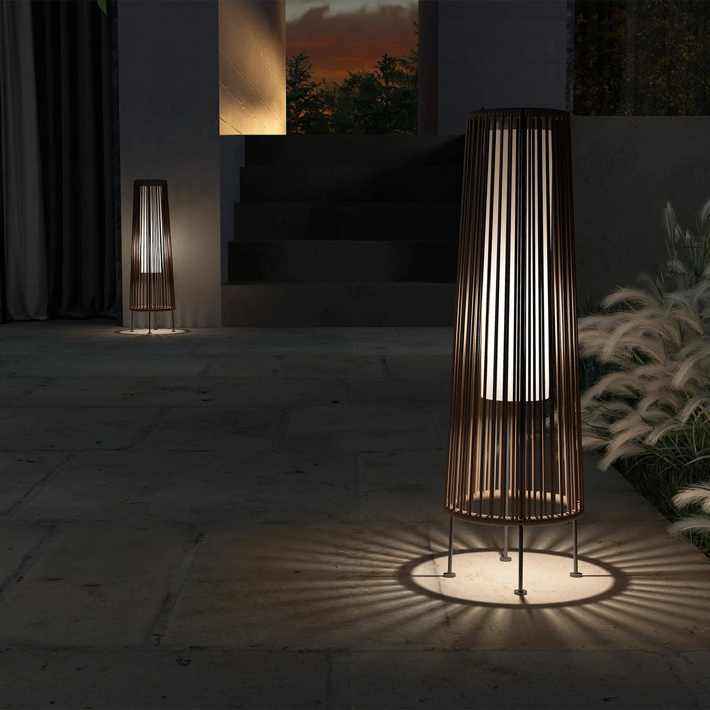 Grand Patio Two Piece Floor Solar Light Outdoor Wicker Lamp