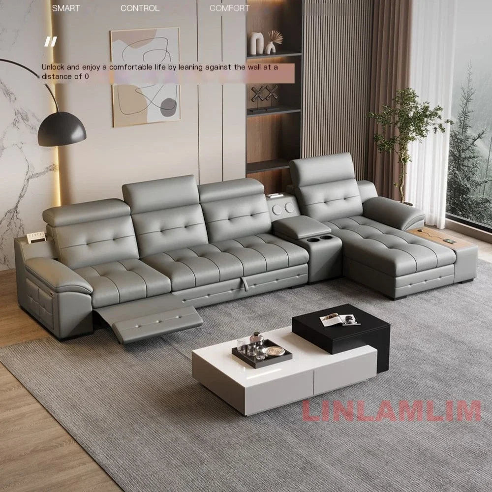 Linlamlim Electric Reclining Sectional Sofa Bed With Cup Holder