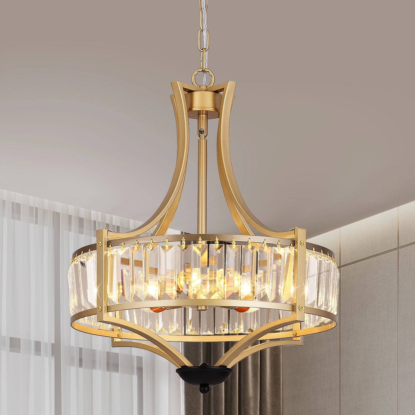 VETRULUS Luxury Crystal Pendant Ceiling Lamp Modern Living Room Chandelier