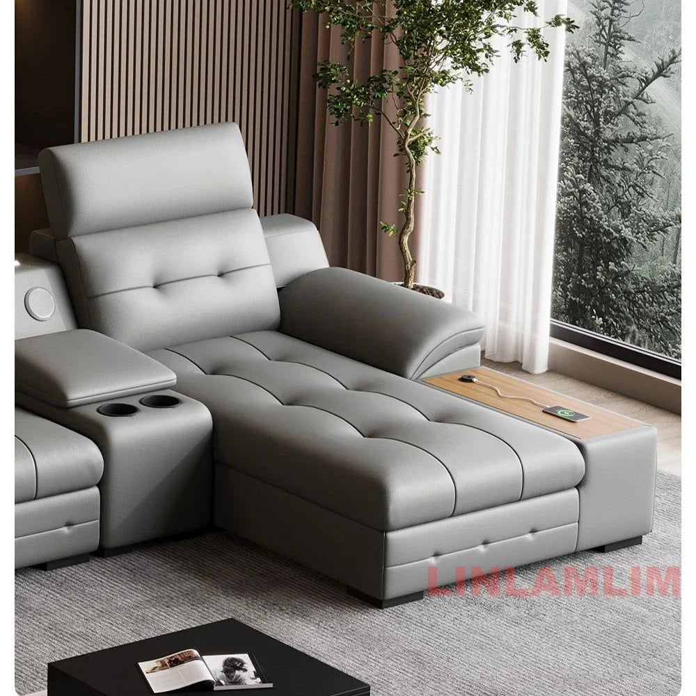 Linlamlim Electric Reclining Sectional Sofa Bed With Cup Holder