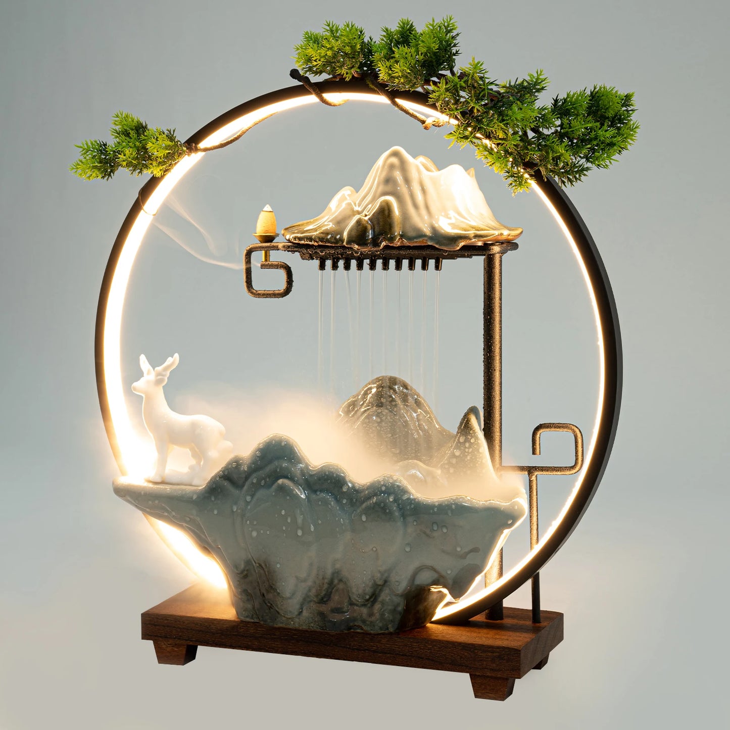 Tabletop LED Fountain Lights Rockery Waterfall For Home Office Decor