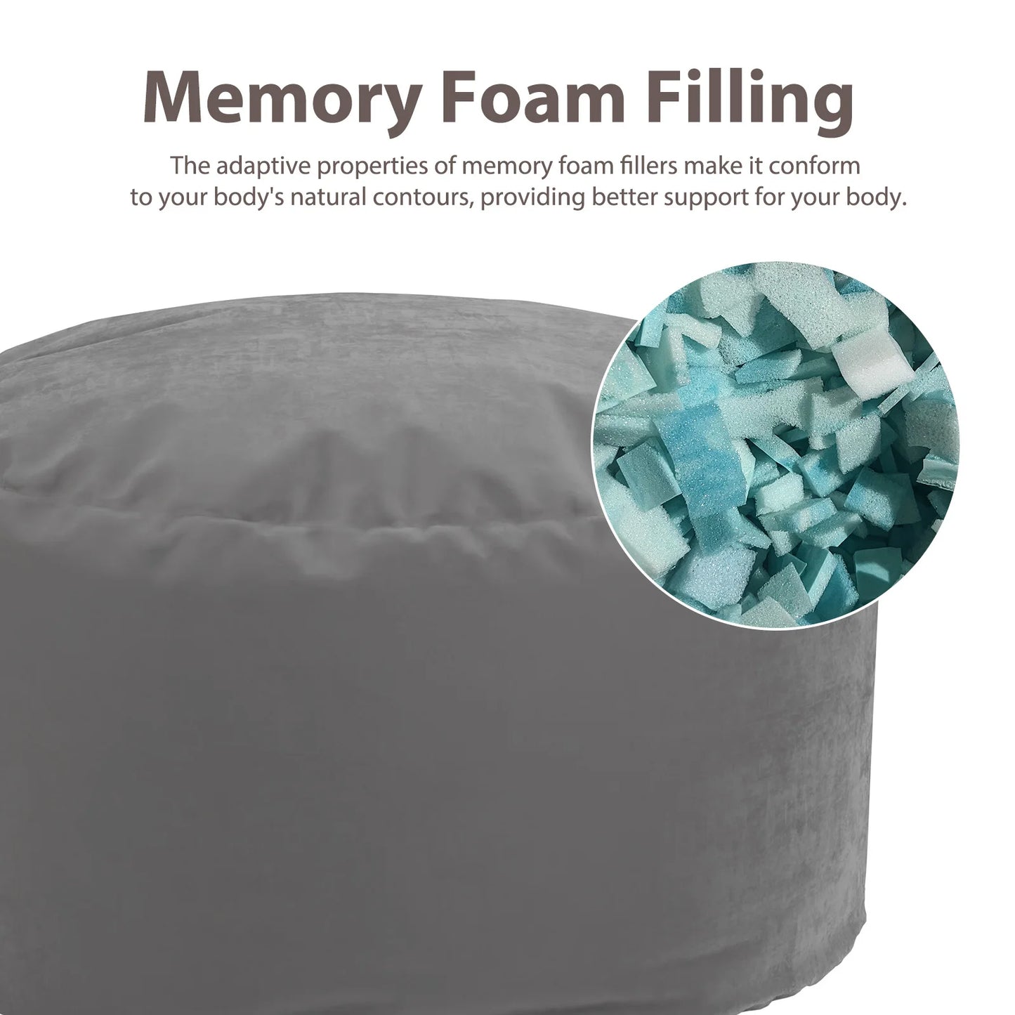 Bean Bag Chair With Removable Washable Cover For Living Room