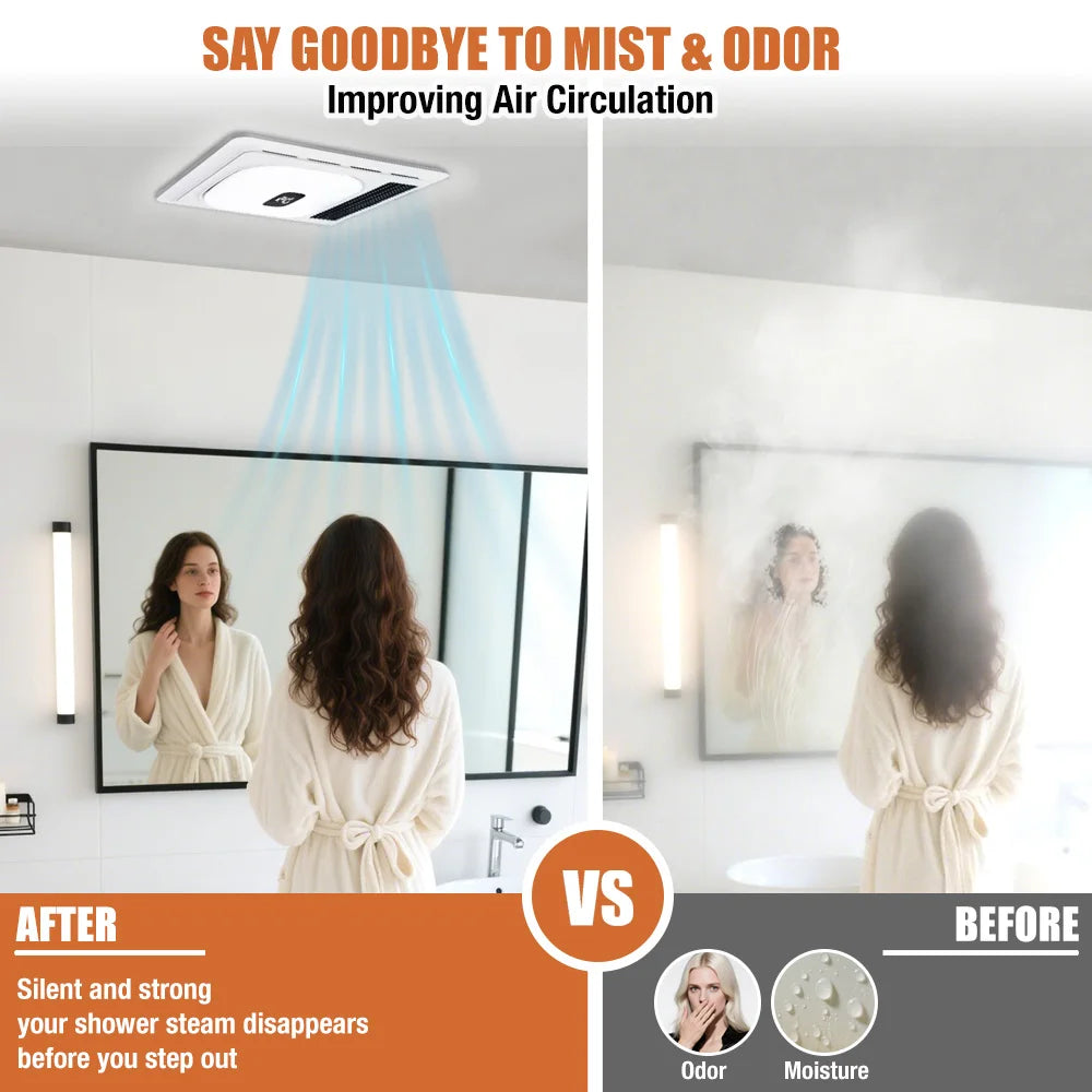 4-In-1 Bathroom Exhaust Fan With Bluetooth Speaker 1800W Heater