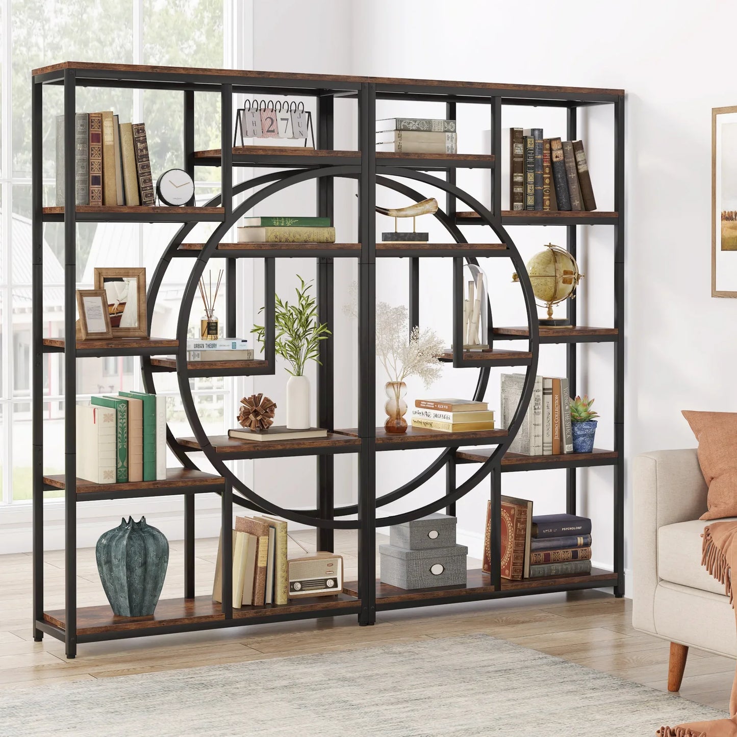 Tribesigns Industrial 5 Tier Etagere Bookcase Freestanding Organizer