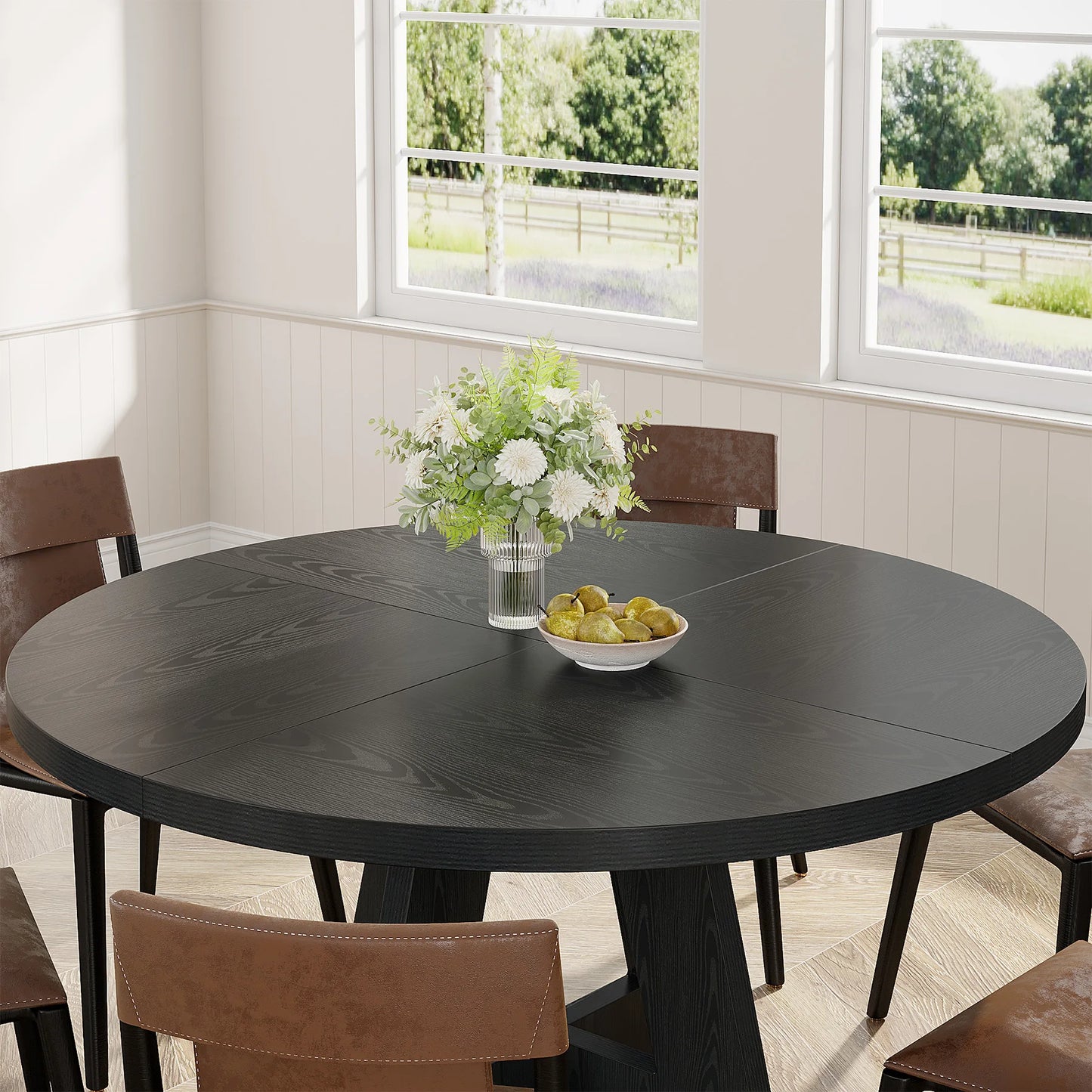 Tribesigns Round Dining Table For Four Farmhouse Kitchen