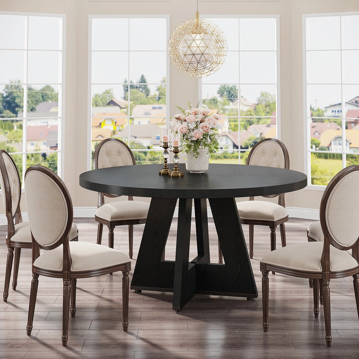 Tribesigns Round Dining Table For Four Farmhouse Kitchen
