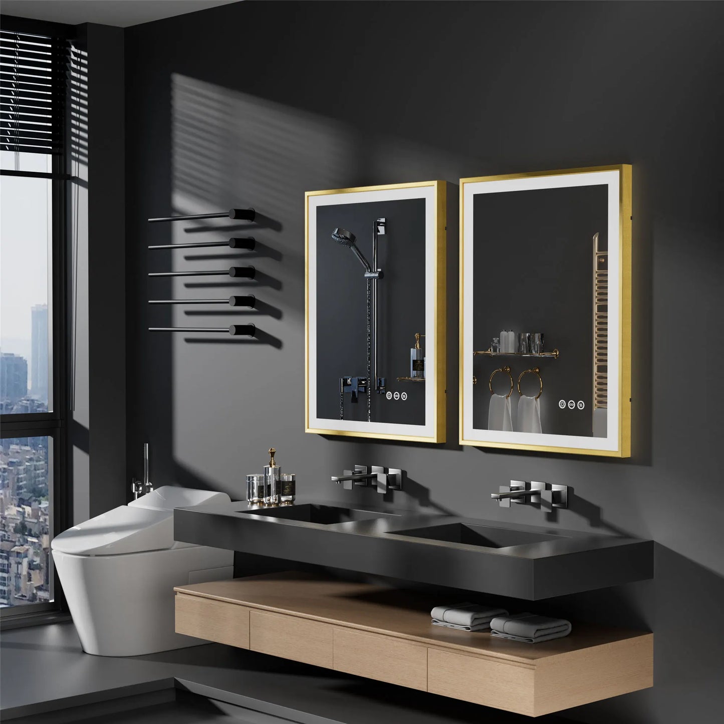 LED Bathroom Vanity Mirror With Aluminum Frame Front Lighted Modern