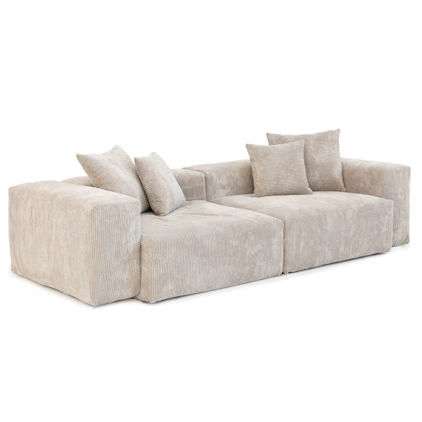 Sdorens Modern Corduroy L Shaped Sofa With Chaise And 4 Pillows