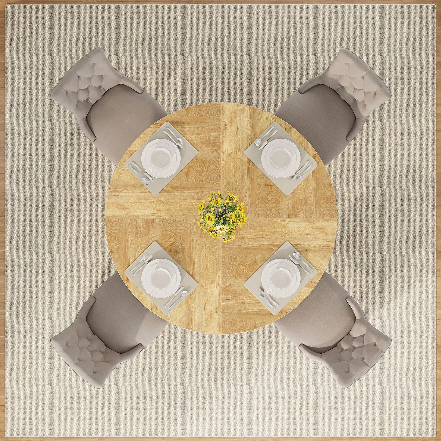 Tribesigns Round Dining Table For Four Farmhouse Kitchen