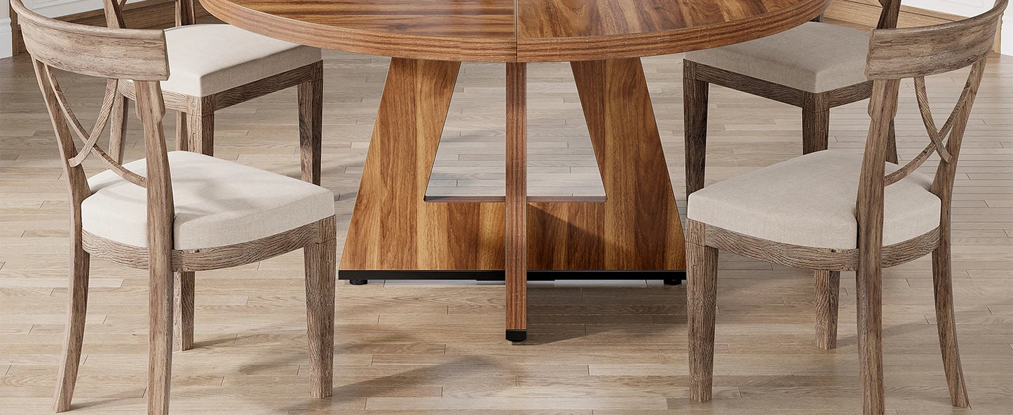 Tribesigns Round Dining Table For Four Farmhouse Kitchen
