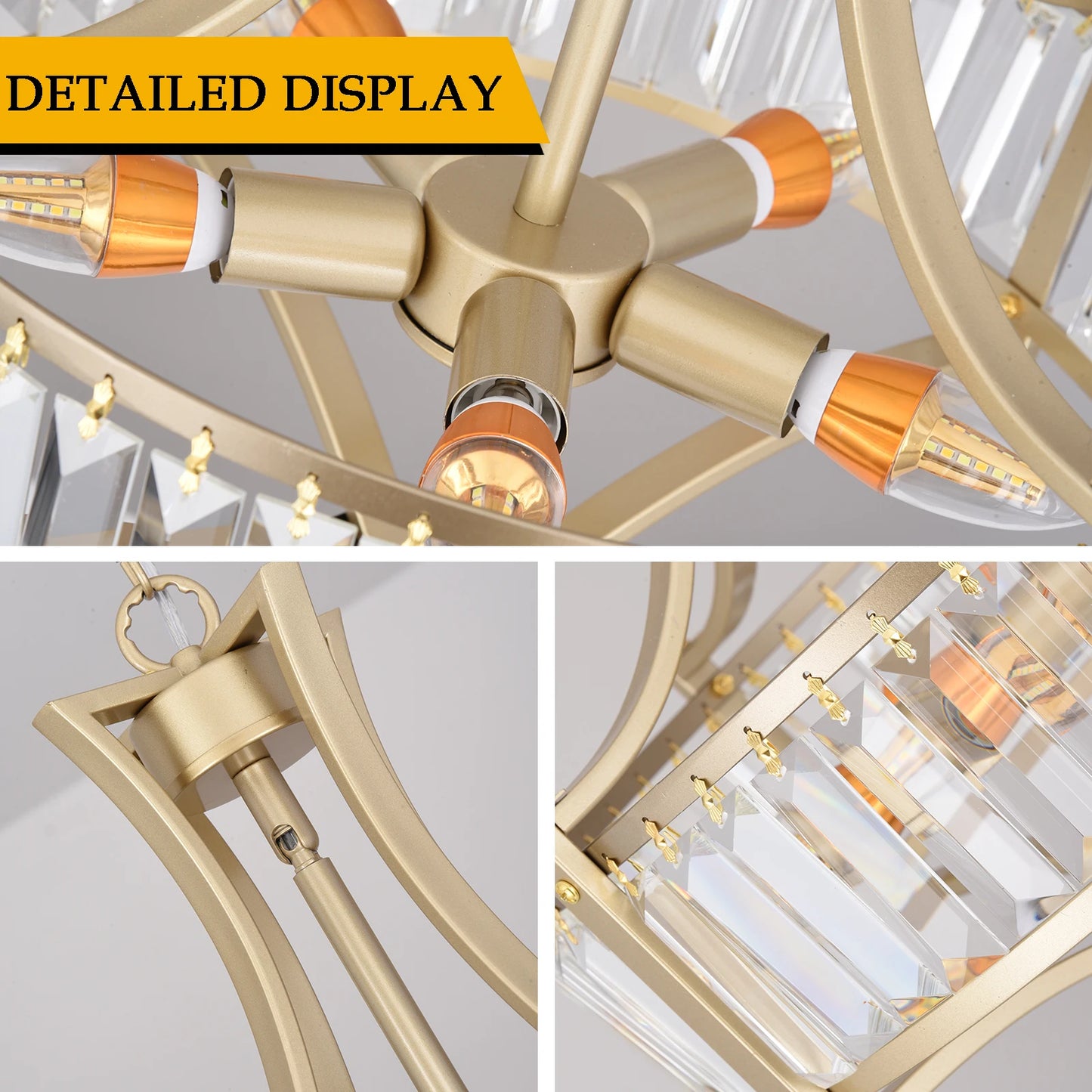 VETRULUS Luxury Crystal Pendant Ceiling Lamp Modern Living Room Chandelier