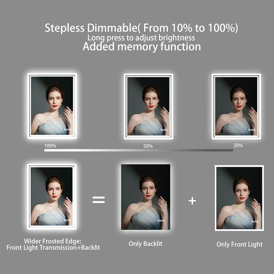LUVODI Illuminated Backlit Bathroom Mirror With Dimmable LED Defog