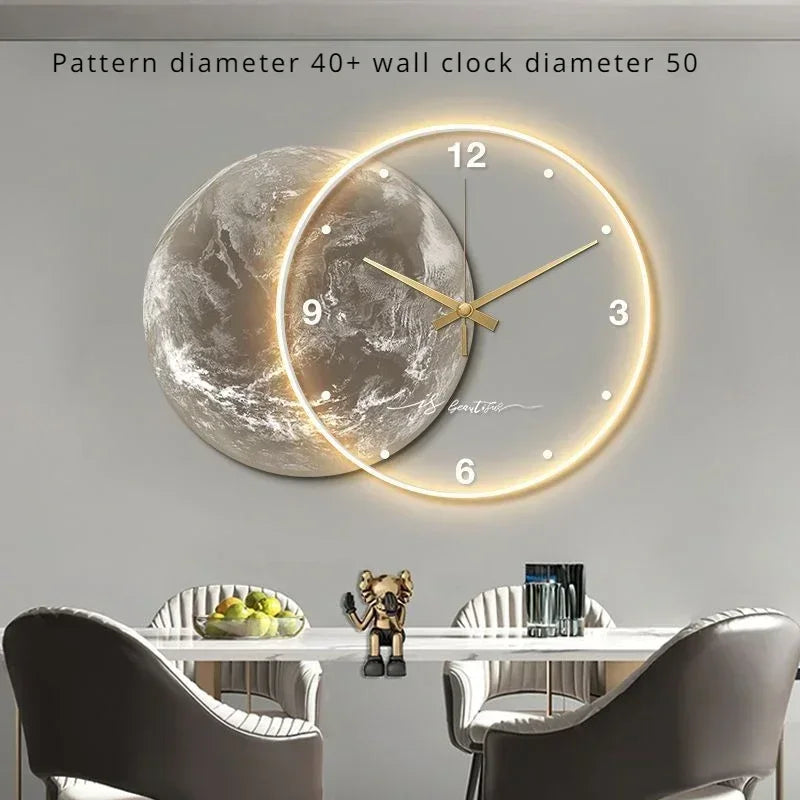 ZHUOLI Moon Earth Modeling LED Wall Clock With Silent Movement