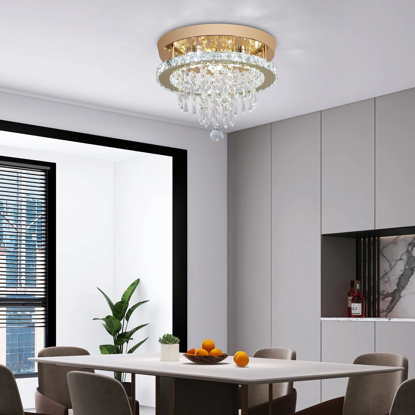 VETRULUS Crystal Chandelier LED Ceiling Light for Living Room