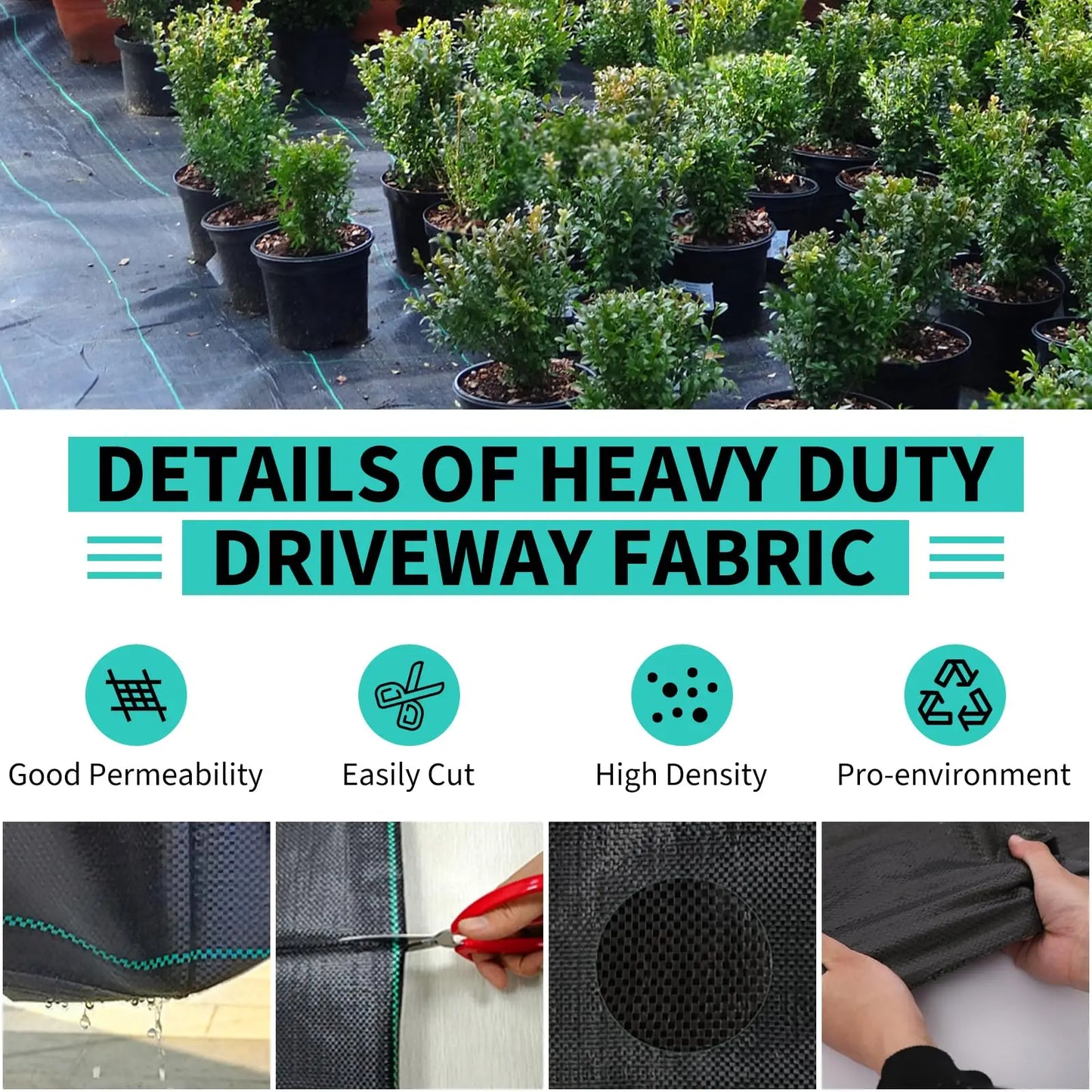 HiMISS Weed Barrier Landscape Fabric Heavy Duty Woven Cloth