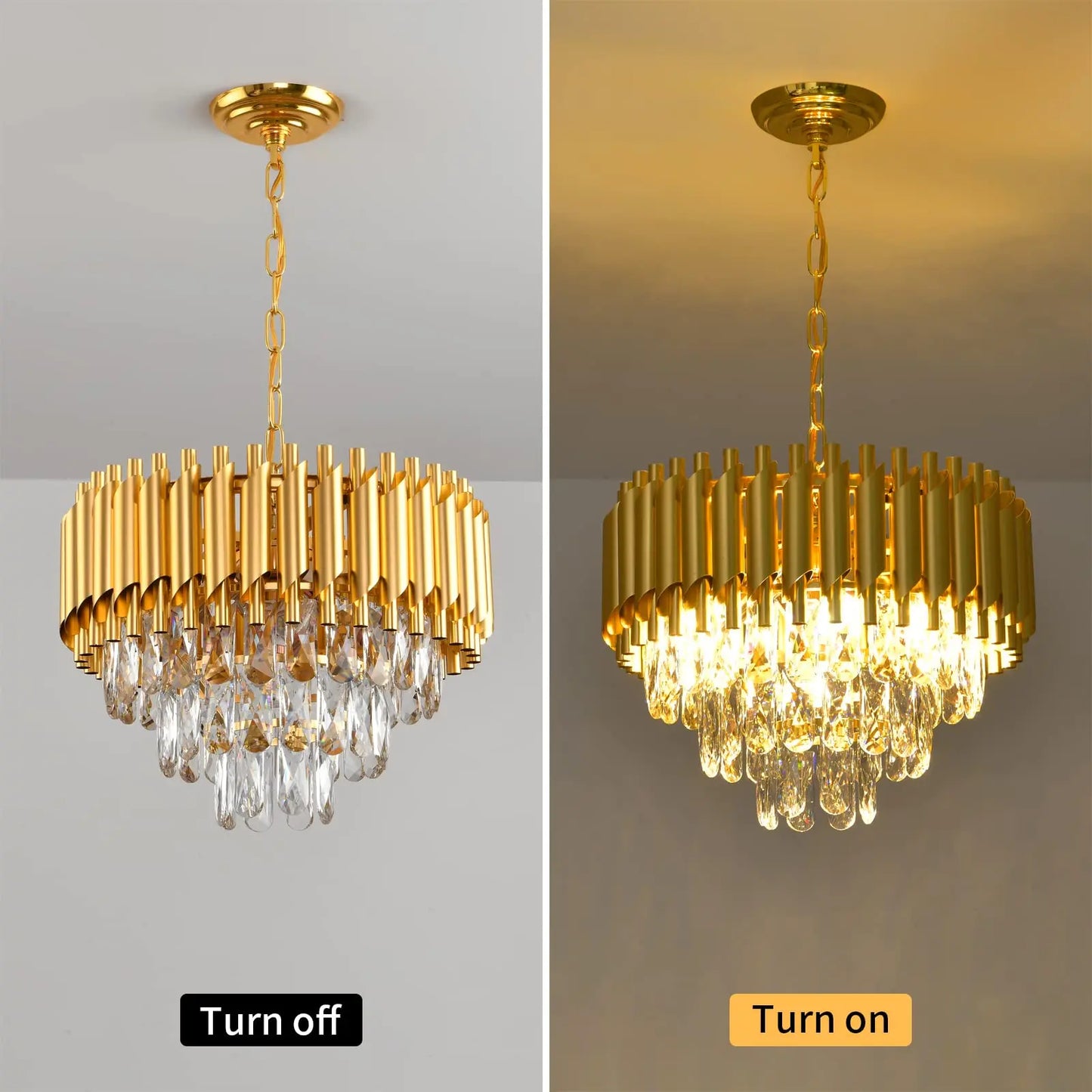 Three Tier K9 Crystal Chandelier Modern Finish For Dining Room
