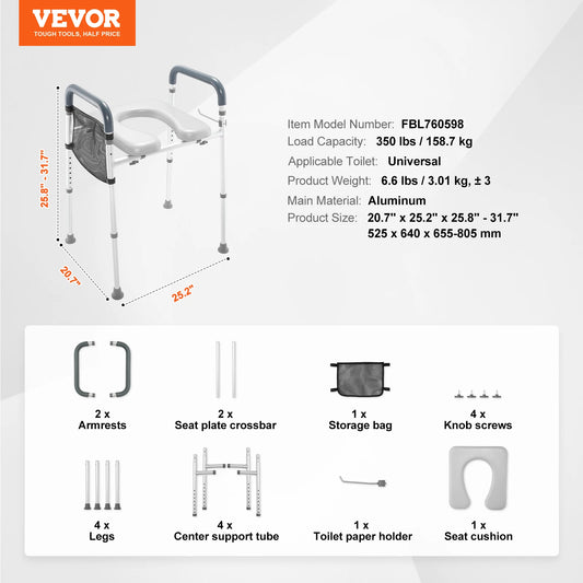 Raised Toilet Seat With 7-Position Height Adjustment