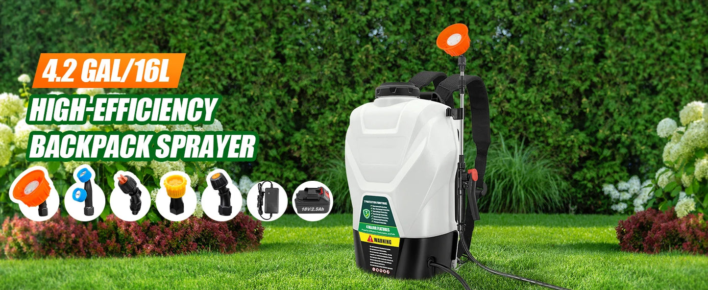 Backpack Sprayer, Battery Powered, 75 PSI, Includes Battery And Charger
