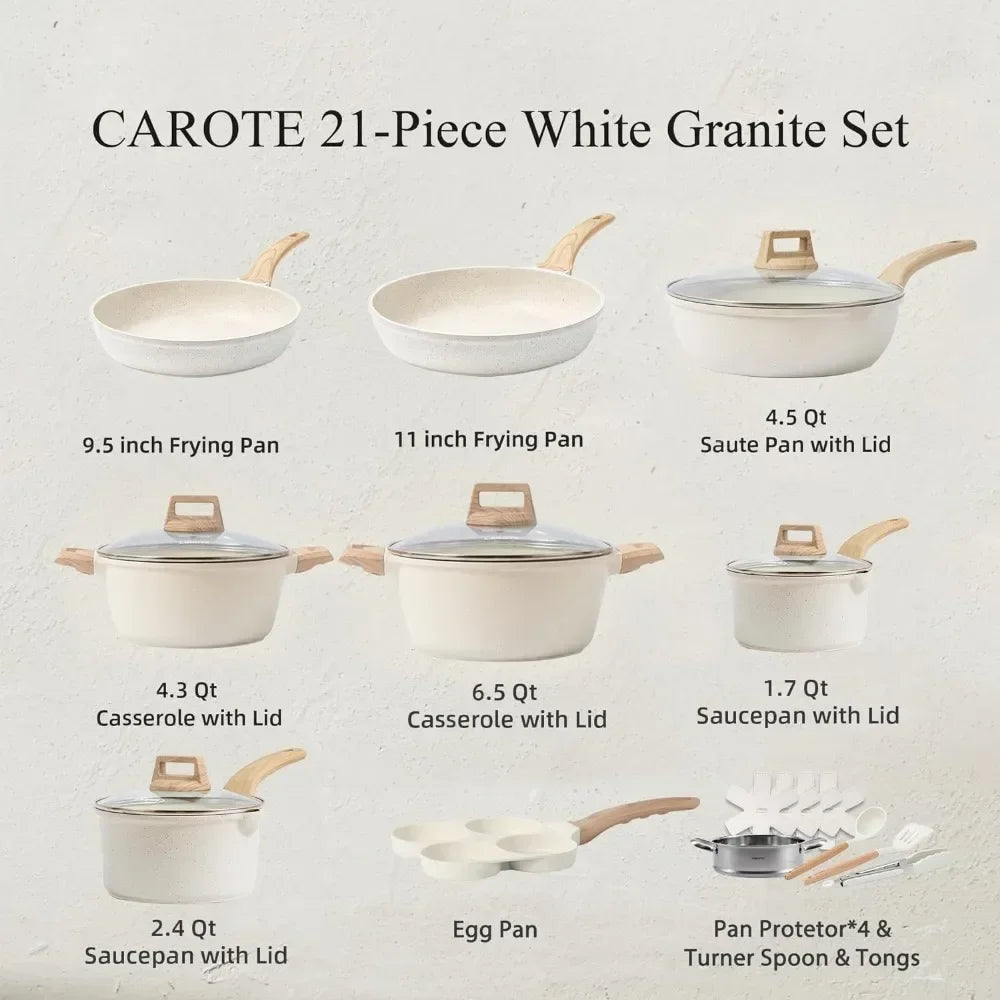 XMSJ 21 Piece Nonstick Pots and Pans Induction Cookware Set