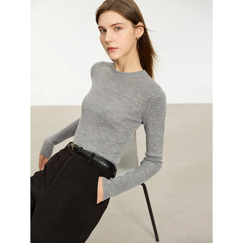AMIICN Minimalism Women Sweater Slim Fit Turtleneck Warm Knit
