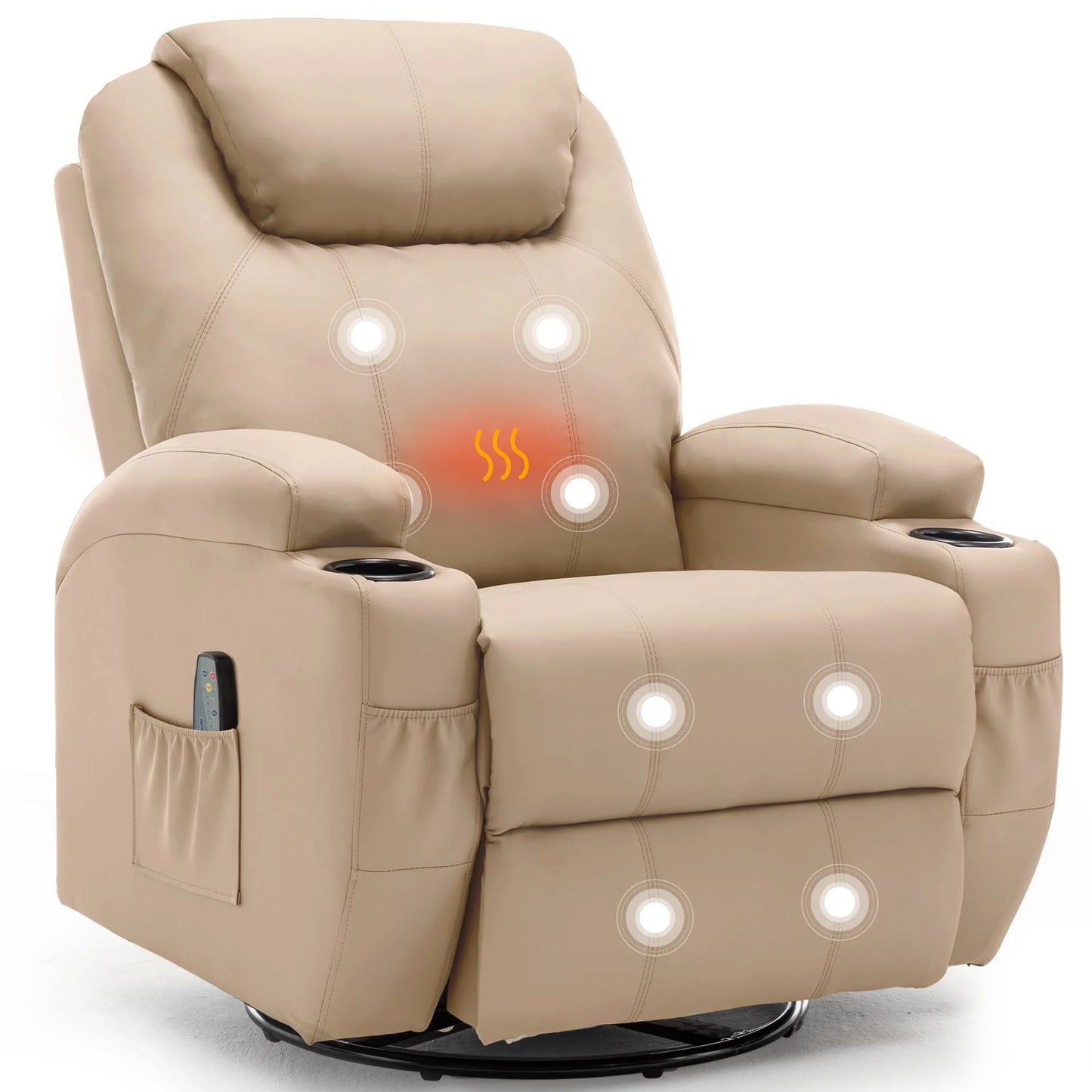 KORSER Recliner Chair With Massage And Heat 360 Swivel