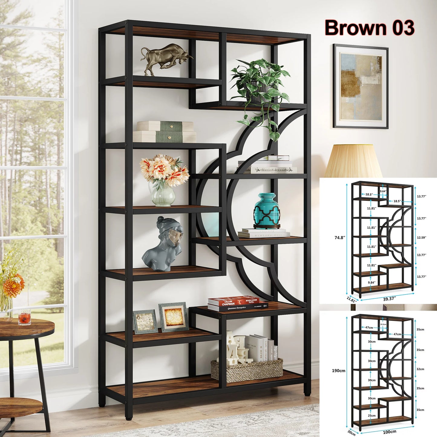 Tribesigns Industrial 5 Tier Etagere Bookcase Freestanding Organizer