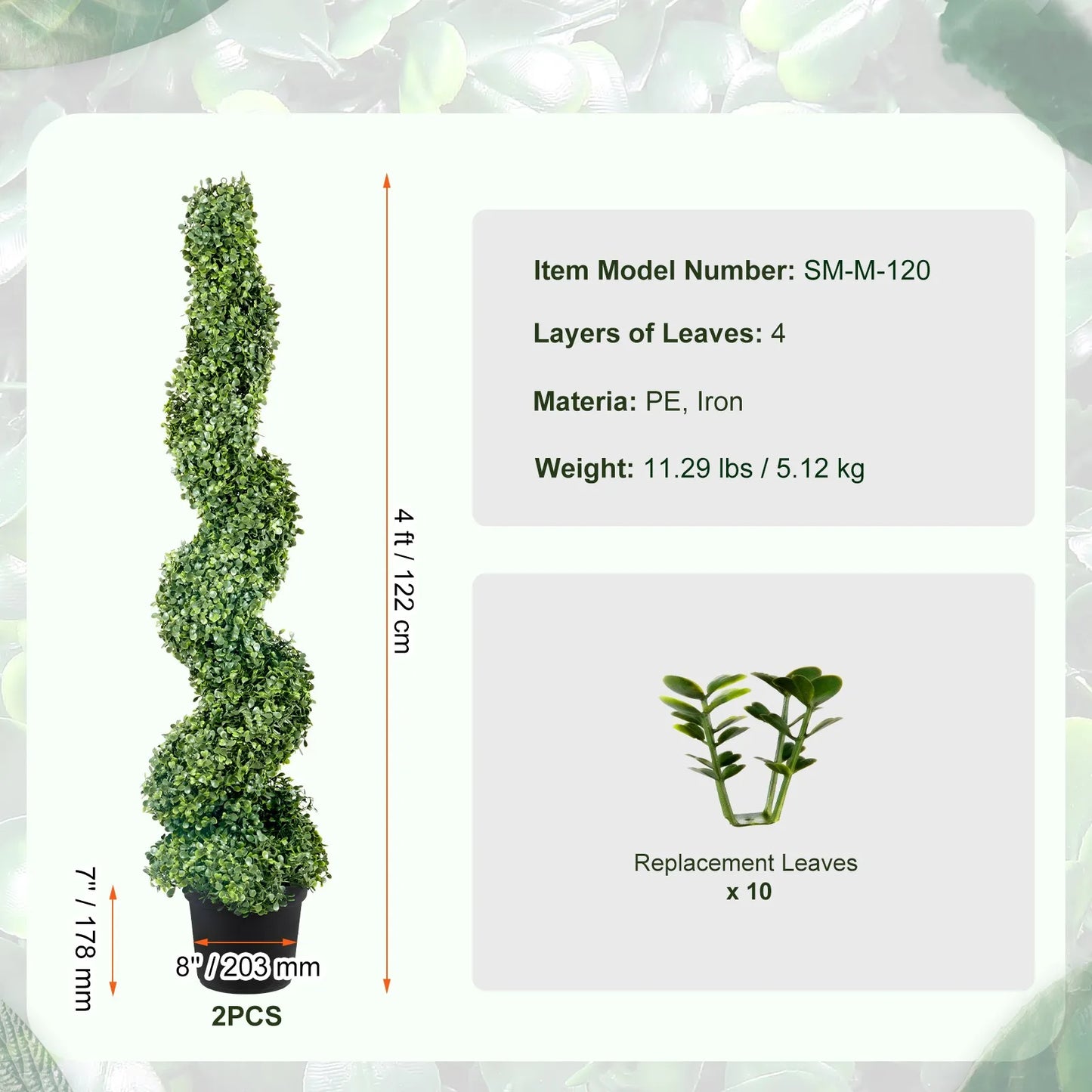 Artificial Boxwood Tower Topiary Spiral Plant For Outdoor Decor