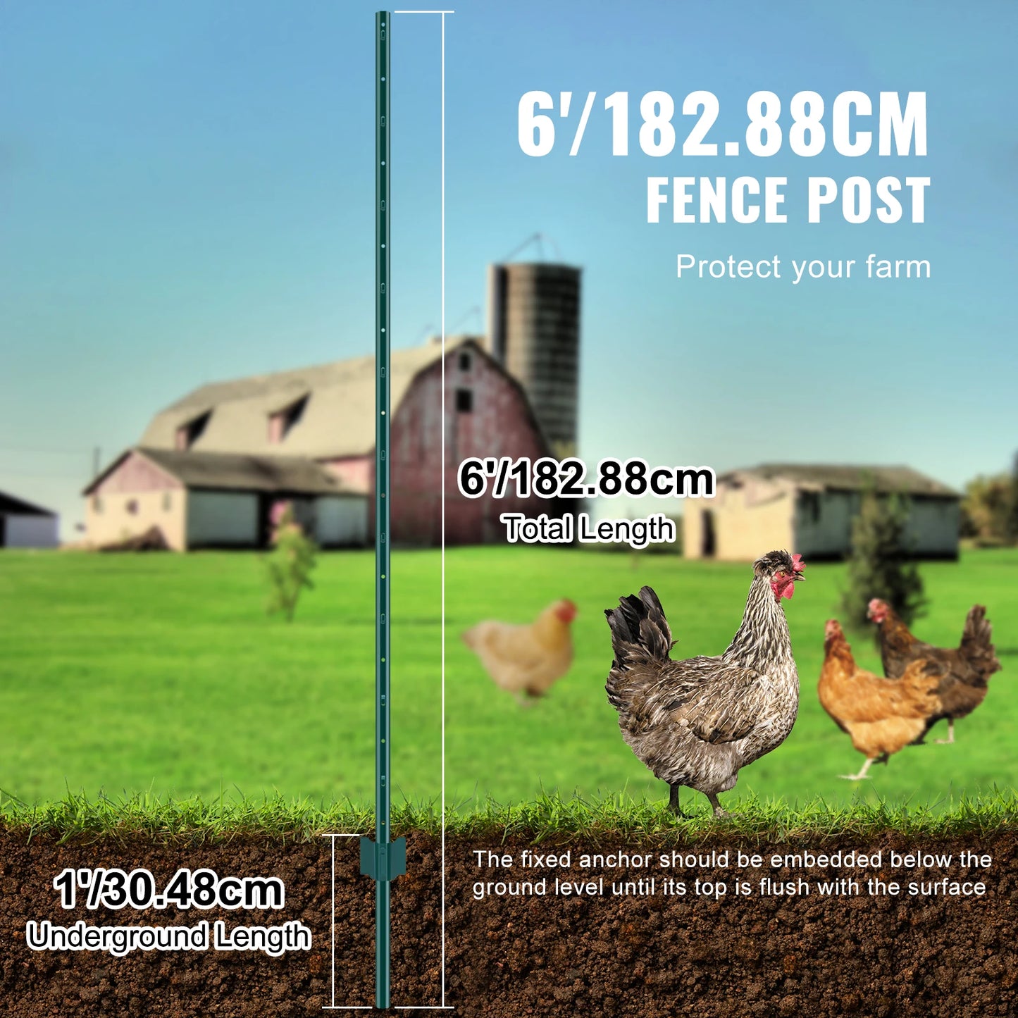 SucceBuy Heavy Duty Q235 Carbon Steel Fence Post Set Outdoor