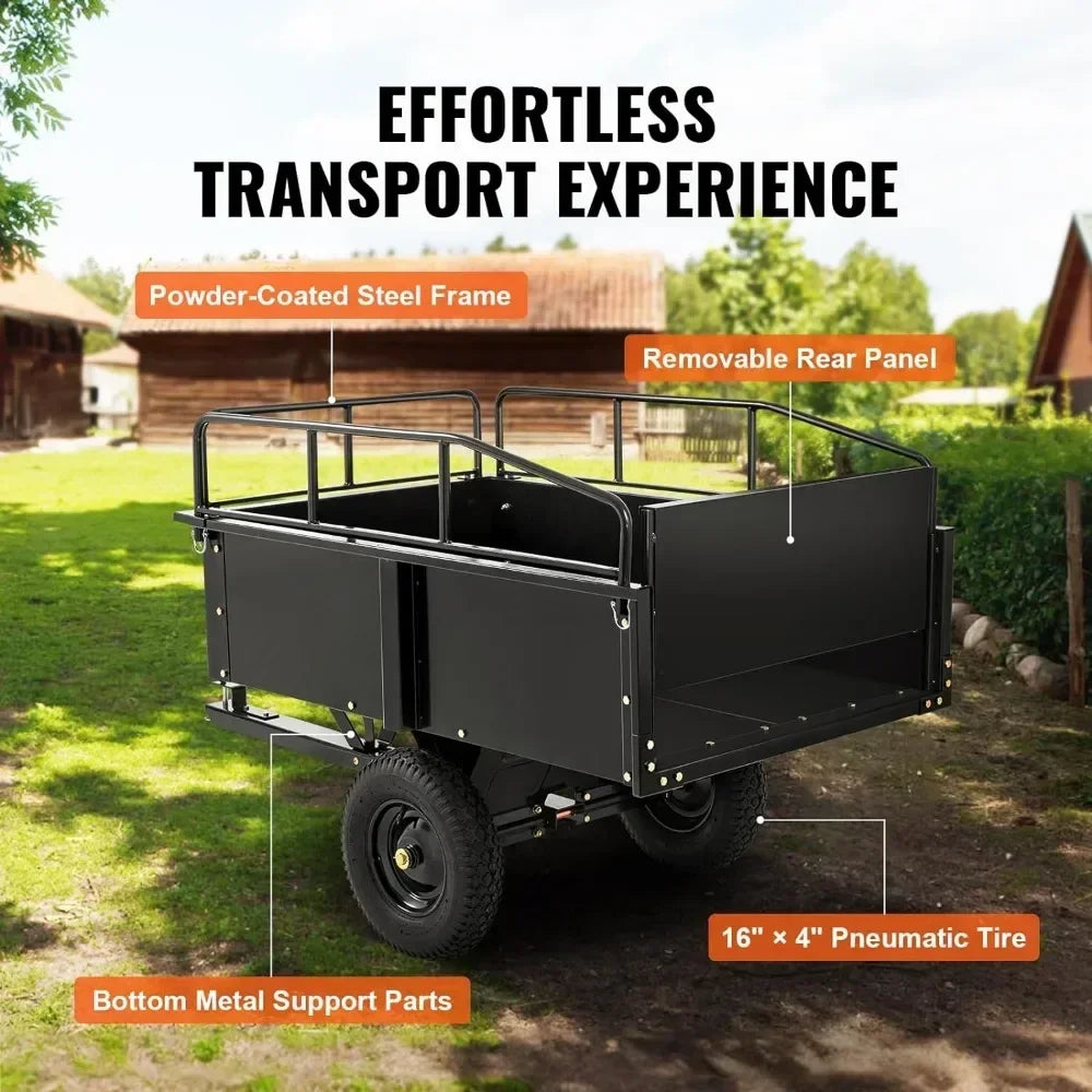 XMSJ Heavy Duty Dump Cart For ATV Trailer 750lb 15CuFt
