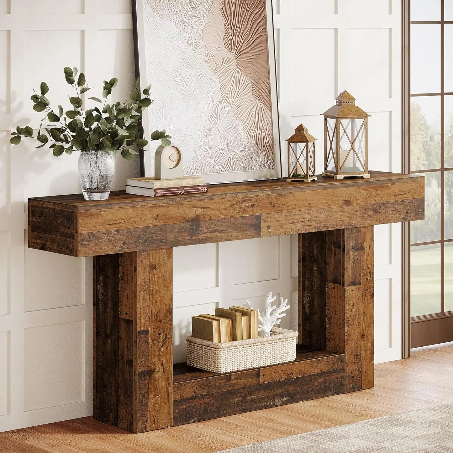 Tribesigns Farmhouse Console Table With U Shaped Base