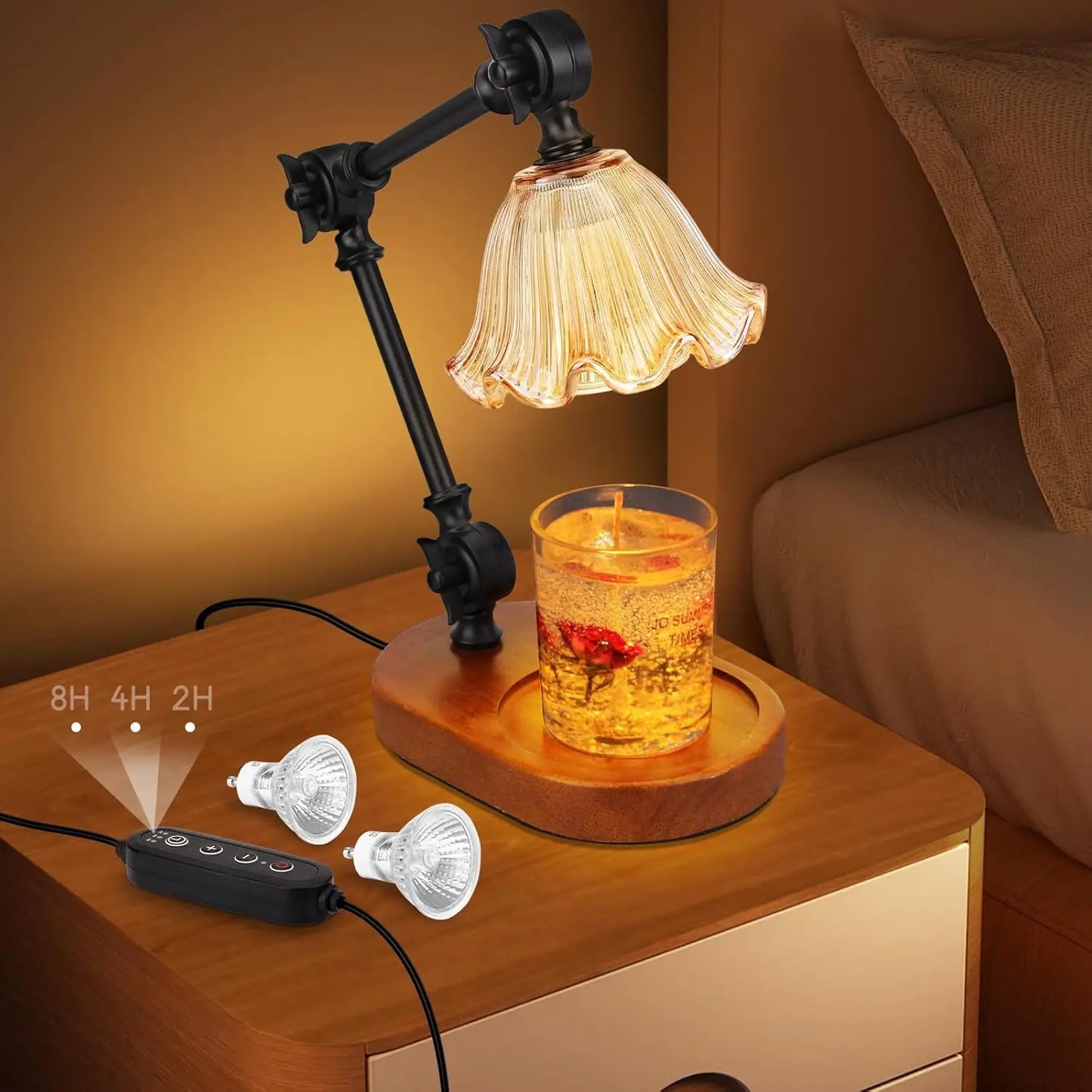Candle Warmer Lamp For Jar Candles Adjustable Height Dimmable Timer