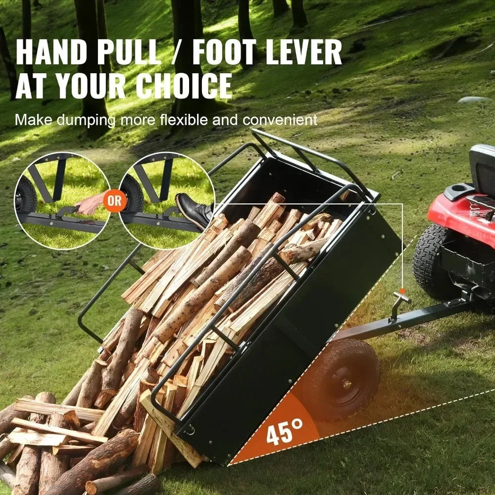 XMSJ Heavy Duty Dump Cart For ATV Trailer 750lb 15CuFt