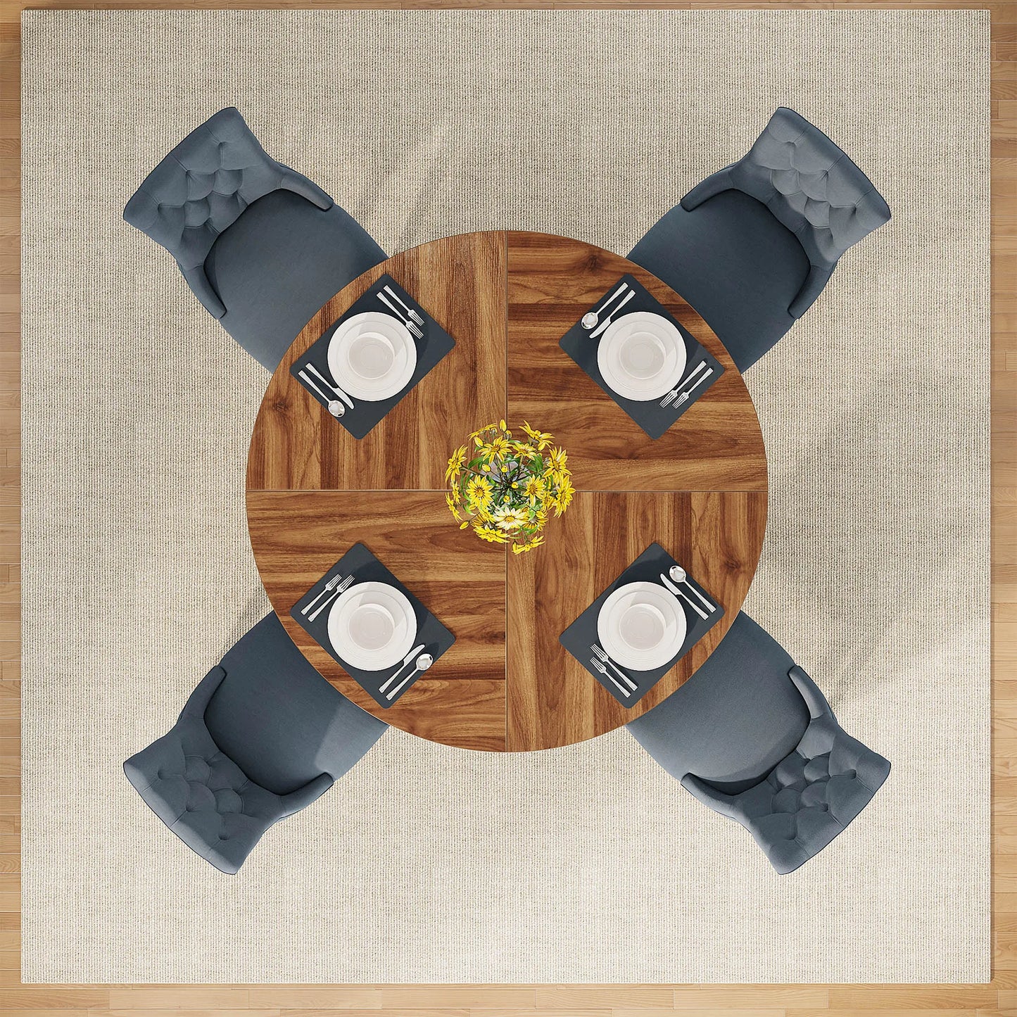 Tribesigns Round Dining Table For Four Farmhouse Kitchen