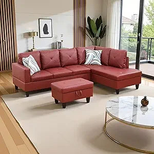 Modern L Shaped Sectional Sofa With Storage Ottoman