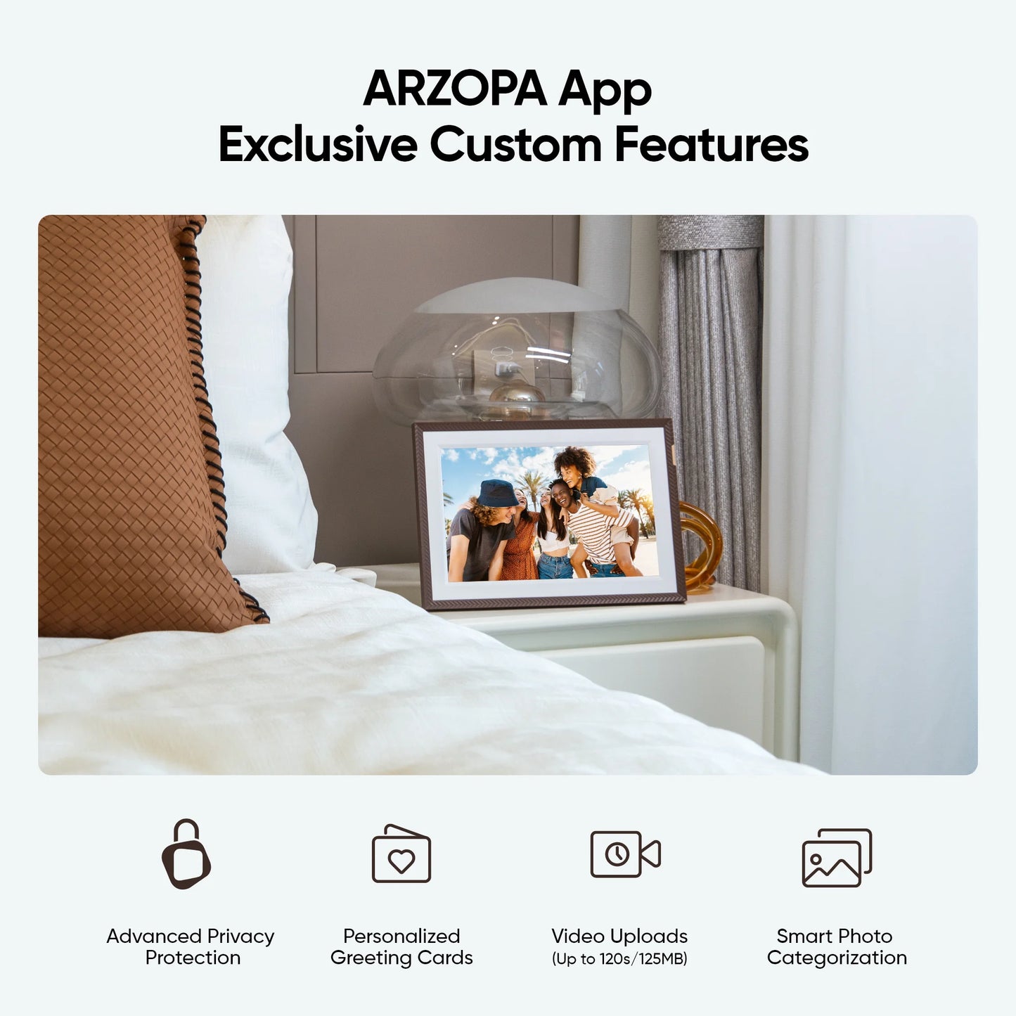 Arzopa WiFi Touch Digital Photo Frame 32GB HD Cloud Smart
