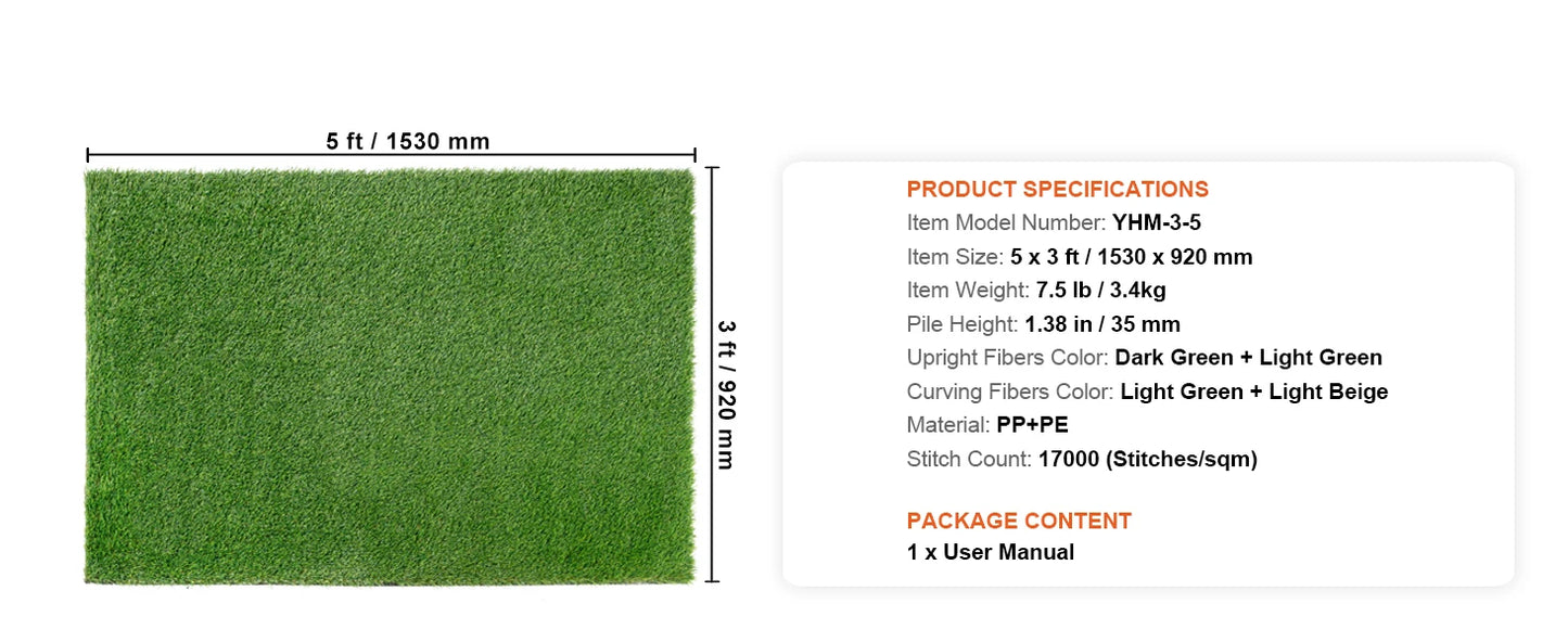 SucceBuy Artificial Grass Rug Outdoor Turf Door Mat Drainage Holes