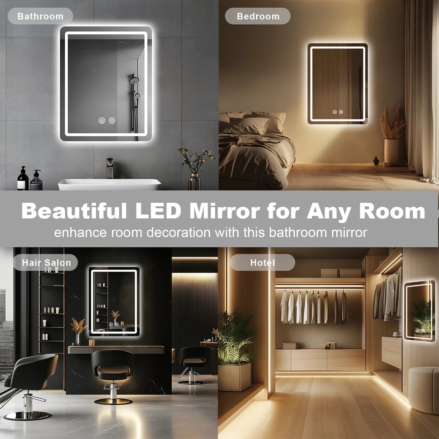 MYGIIVOVO Led Backlit Fogless Bathroom Vanity Mirror Demister