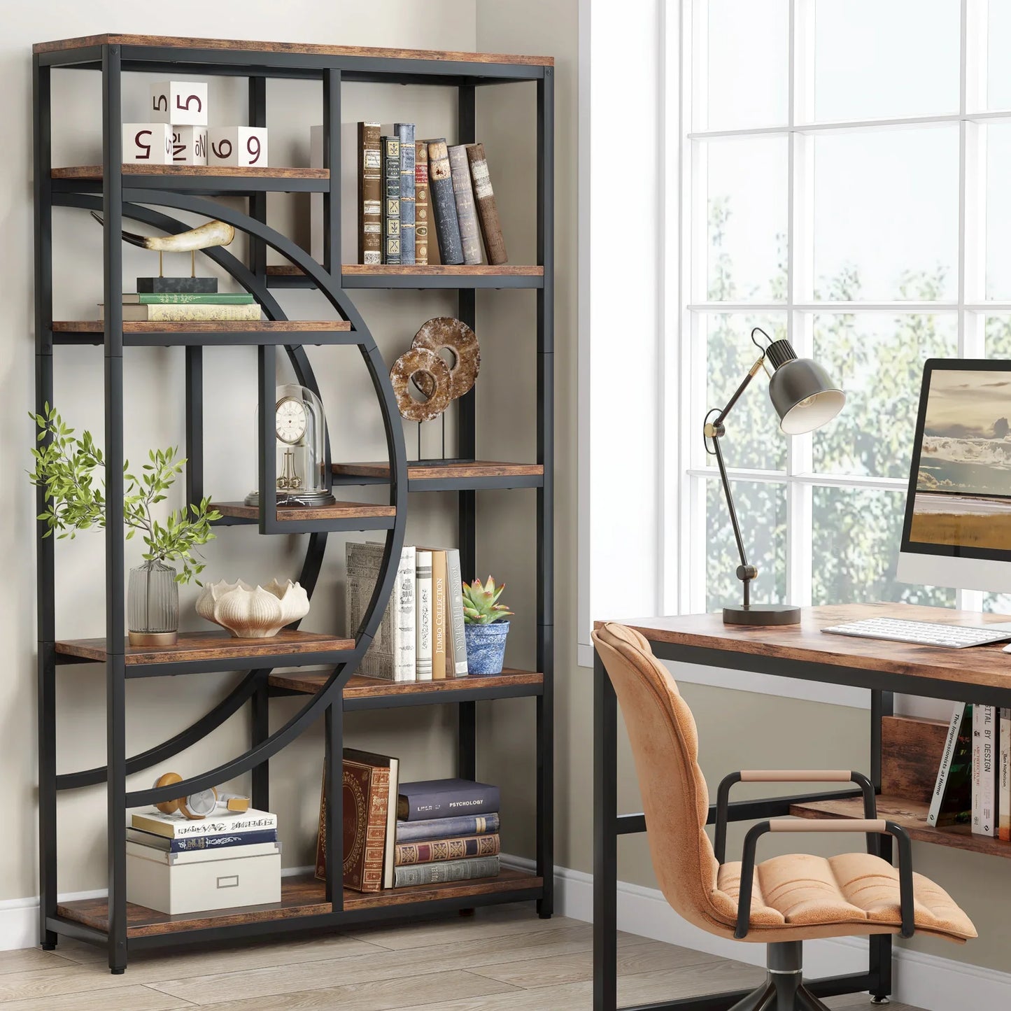 Tribesigns Industrial 5 Tier Etagere Bookcase Freestanding Organizer