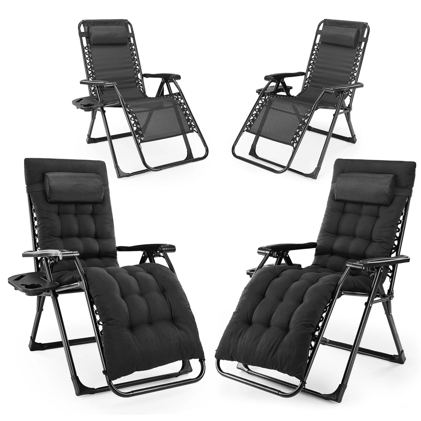 JHK Zero Gravity Recliner Folding Camping Lounge Chair Cup Holder