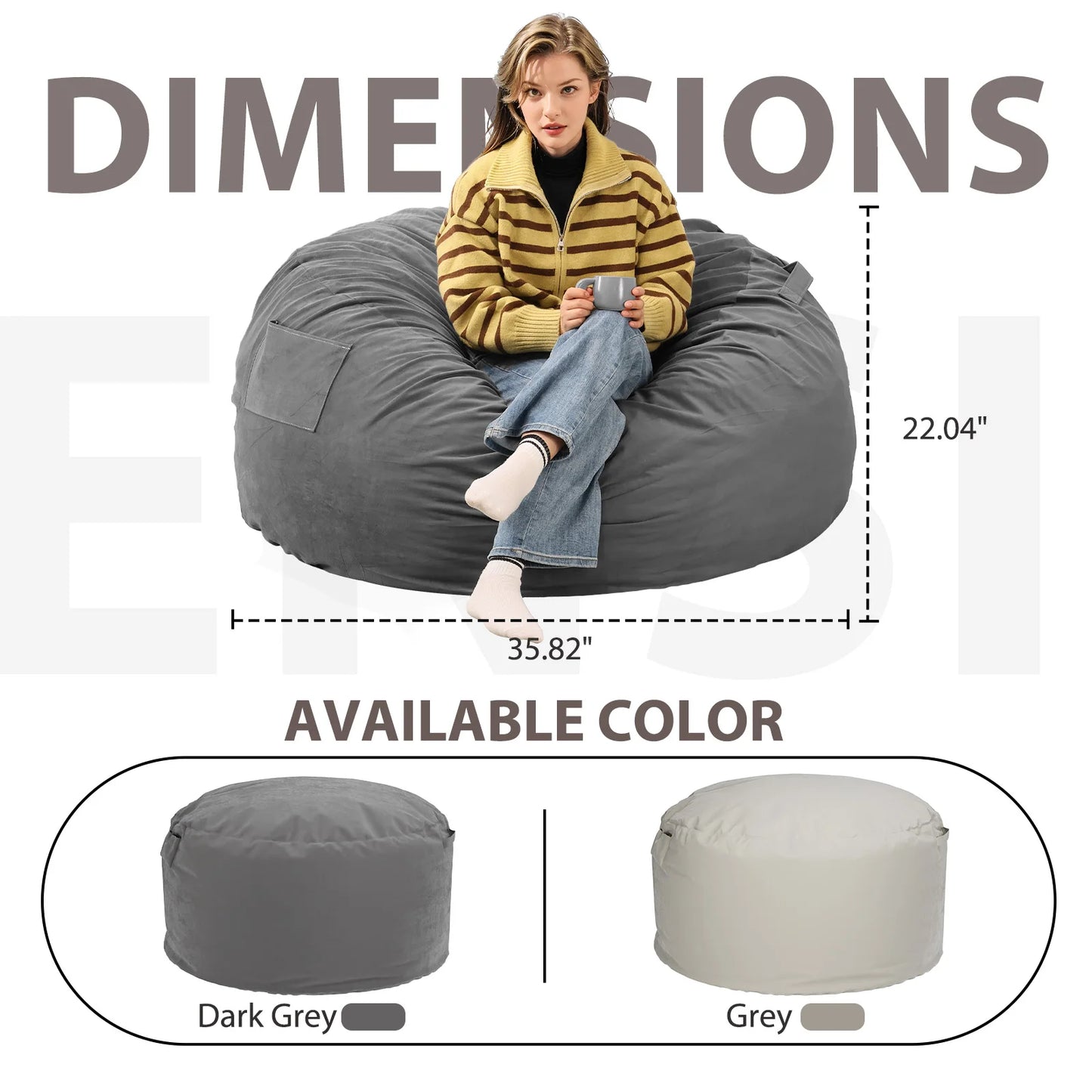 Bean Bag Chair With Removable Washable Cover For Living Room