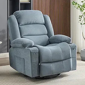 Rocker Recliner Chair With Heat And Massage 360 Degree Swivel