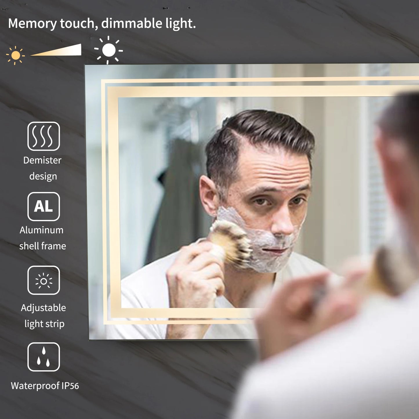 Wisfor LED Bathroom Mirror Front And Backlit Anti Fog Dimmable