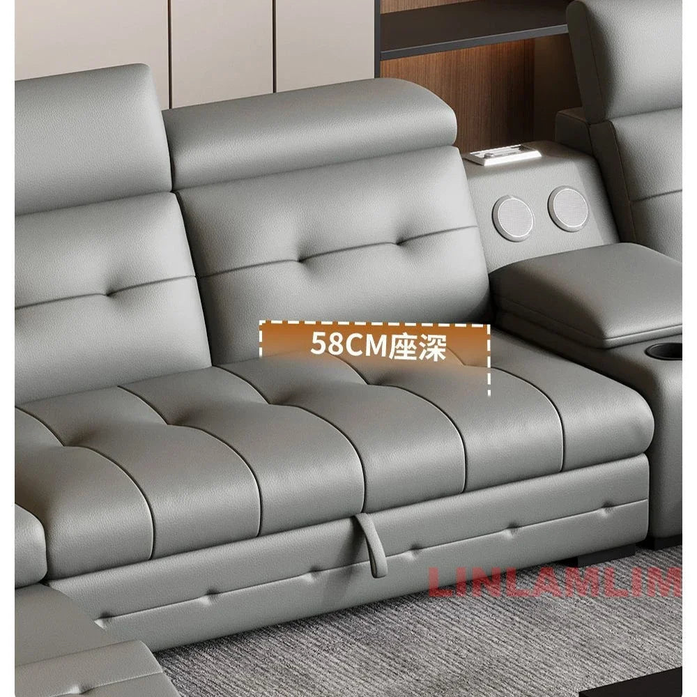 Linlamlim Electric Reclining Sectional Sofa Bed With Cup Holder