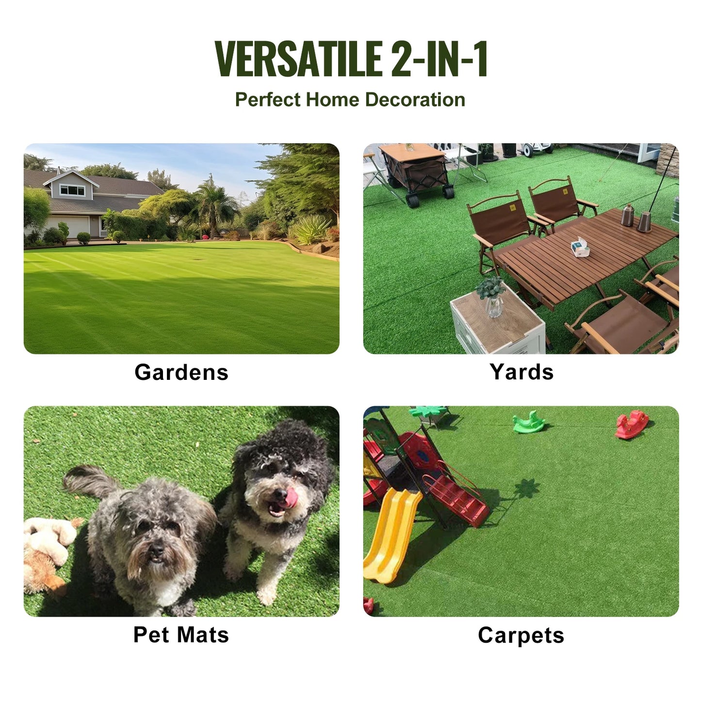 SucceBuy Artificial Grass Rug Outdoor Turf Door Mat Drainage Holes