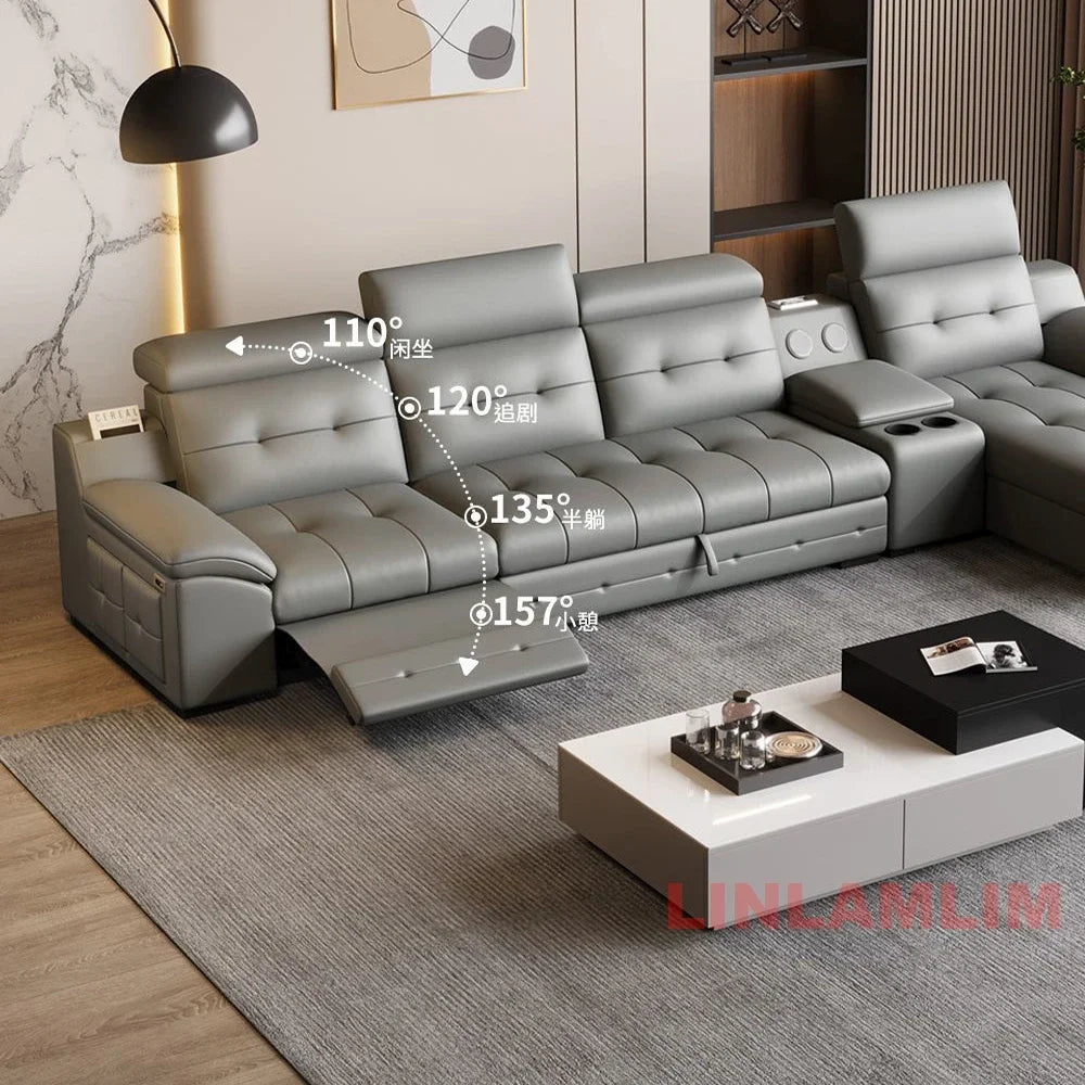 Linlamlim Electric Reclining Sectional Sofa Bed With Cup Holder