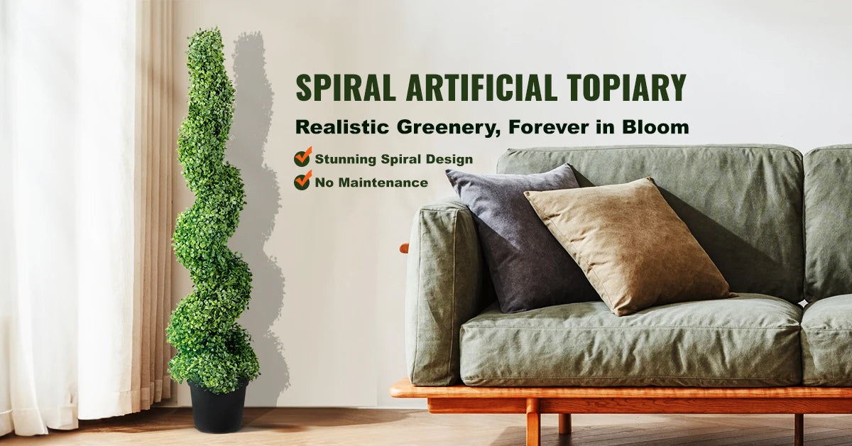Artificial Boxwood Tower Topiary Spiral Plant For Outdoor Decor