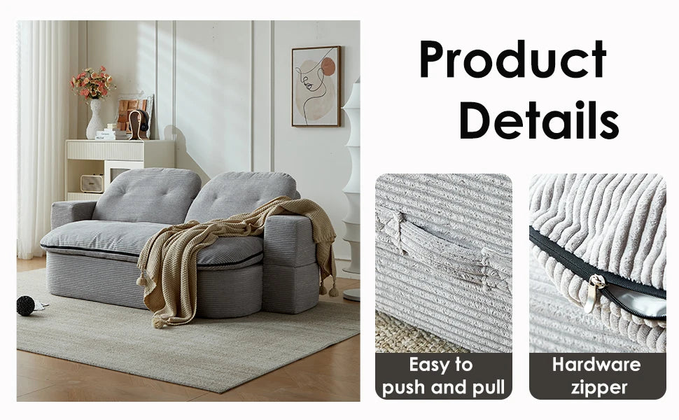 NONECN Convertible Folding Sofa Bed 2-In-1 Memory Foam Sleeper