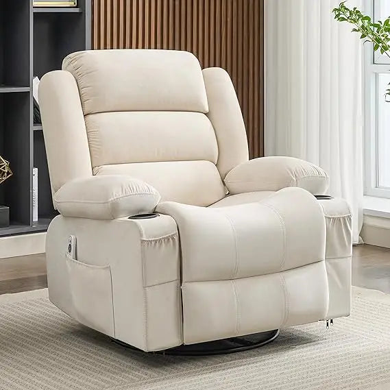 Rocker Recliner Chair With Heat Massage And 360 Degree Swivel