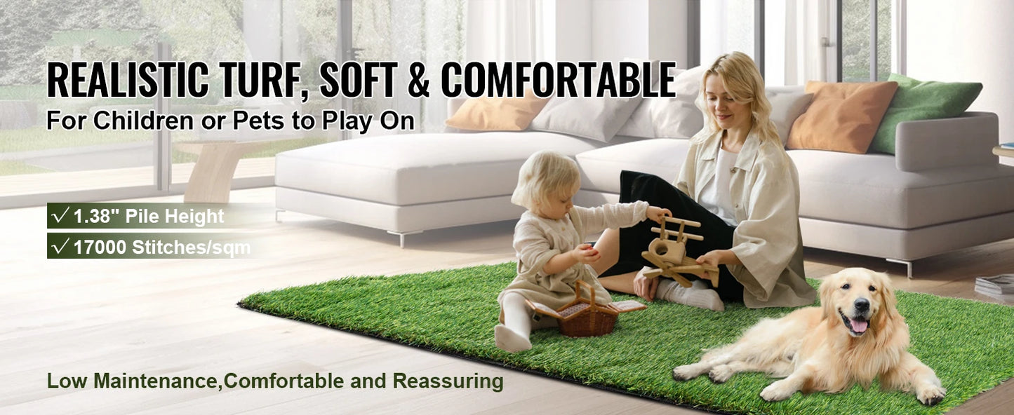 SucceBuy Artificial Grass Rug Outdoor Turf Door Mat Drainage Holes